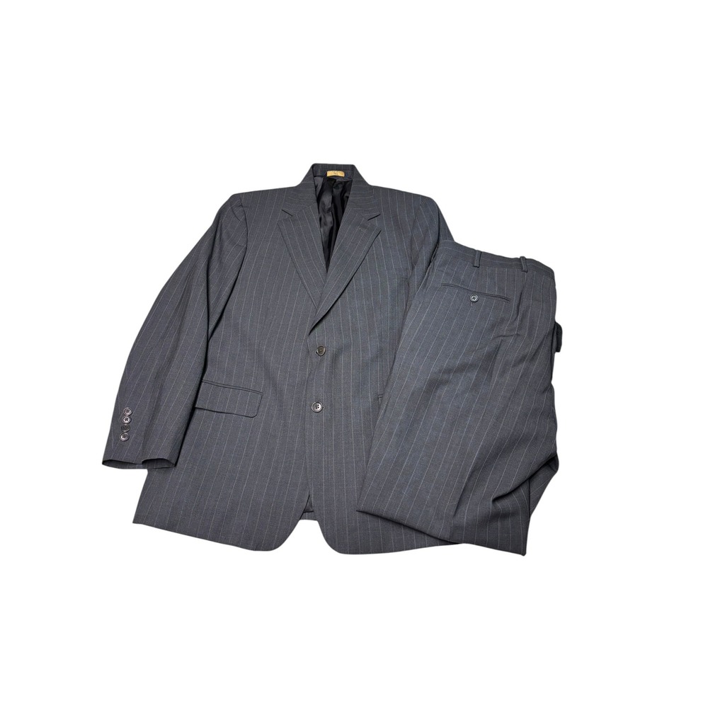 Brooks‎ Brothers 346 Mens Suit 42R W36 L29 Charcoal Gray Pinstripe Wool 2 Pc